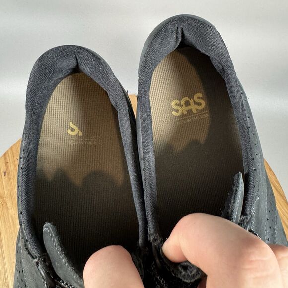 SAS Walk Easy Be Happy Women's‎ 9 W Black Leather Running Sneaker Shoes - Picture 7 of 8